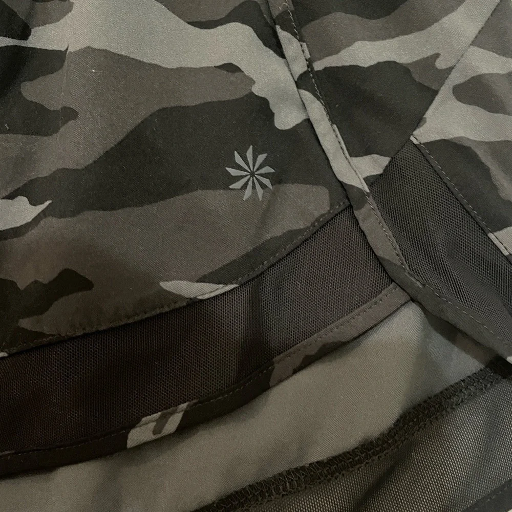 Athleta Black Camouflage Mesh Racer Shorts